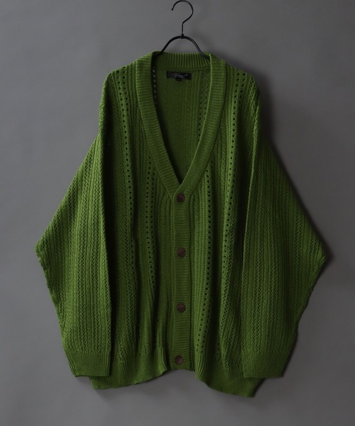 SITRY(シトリー)の「Openwork knitting cardigan/透かし編み ニット カーディガン(カーディガン/ボレロ・メンズ・テラコッタ/ライトグリーン/ブラック/グレイッシュベージュ/グレイッシュブルー・M/L)」の4枚目の写真