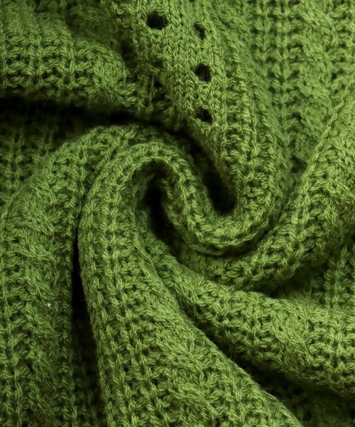 SITRY(シトリー)の「Openwork knitting cardigan/透かし編み ニット カーディガン(カーディガン/ボレロ・メンズ・テラコッタ/ライトグリーン/ブラック/グレイッシュベージュ/グレイッシュブルー・M/L)」の12枚目の写真