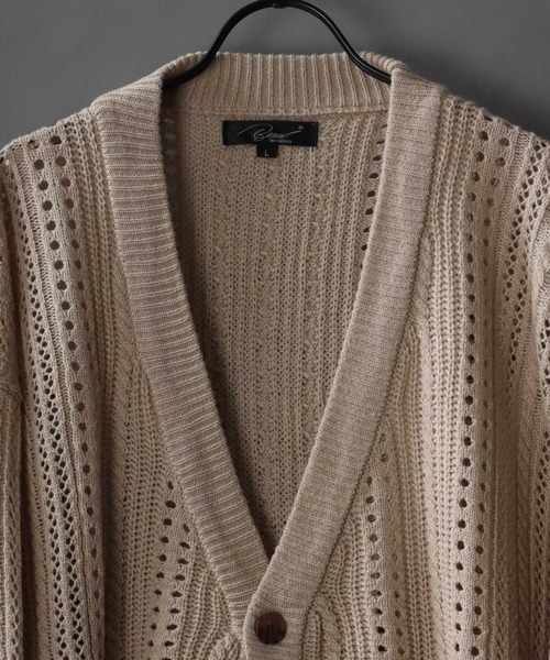 SITRY(シトリー)の「Openwork knitting cardigan/透かし編み ニット カーディガン(カーディガン/ボレロ・メンズ・テラコッタ/ライトグリーン/ブラック/グレイッシュベージュ/グレイッシュブルー・M/L)」の16枚目の写真
