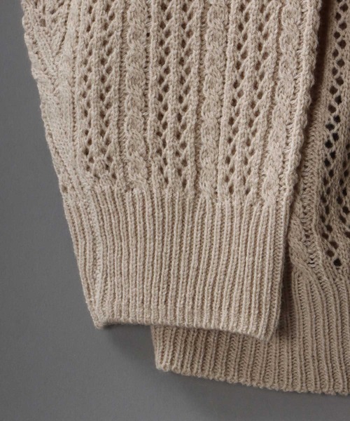 SITRY(シトリー)の「Openwork knitting cardigan/透かし編み ニット カーディガン(カーディガン/ボレロ・メンズ・テラコッタ/ライトグリーン/ブラック/グレイッシュベージュ/グレイッシュブルー・M/L)」の15枚目の写真