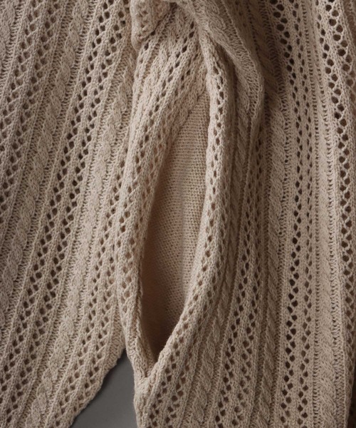 SITRY(シトリー)の「Openwork knitting cardigan/透かし編み ニット カーディガン(カーディガン/ボレロ・メンズ・テラコッタ/ライトグリーン/ブラック/グレイッシュベージュ/グレイッシュブルー・M/L)」の11枚目の写真