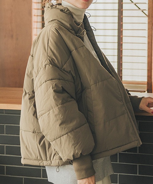 セール】＼新色追加／ハイネックAライン中綿ブルゾン（ダウン