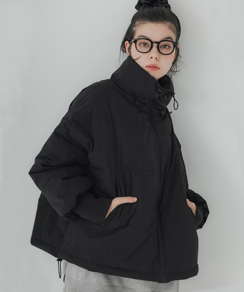 coca（coca）（コカ）の「＼新色追加／ハイネックAライン中綿ブルゾン（ダウンジャケット/コート・レディース・ブラック/カーキ/ライトベージュ・M/L）」の12枚目の写真