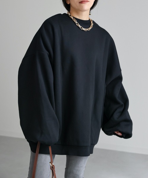 ap retro(アプレトロ)の「クロスデザインBIG裏毛プルオーバー 前後2WAY(スウェット・レディース・グレイッシュブルー/ブラック/アイボリー/オートミール/チャコールグレー・FREE)」の19枚目の写真