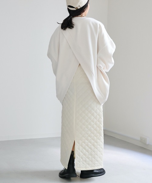 ap retro(アプレトロ)の「クロスデザインBIG裏毛プルオーバー 前後2WAY(スウェット・レディース・グレイッシュブルー/ブラック/アイボリー/オートミール/チャコールグレー・FREE)」の18枚目の写真