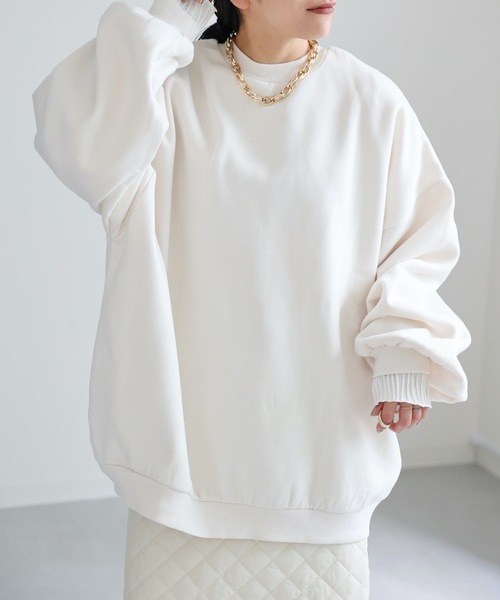 ap retro(アプレトロ)の「クロスデザインBIG裏毛プルオーバー 前後2WAY(スウェット・レディース・グレイッシュブルー/ブラック/アイボリー/オートミール/チャコールグレー・FREE)」の6枚目の写真