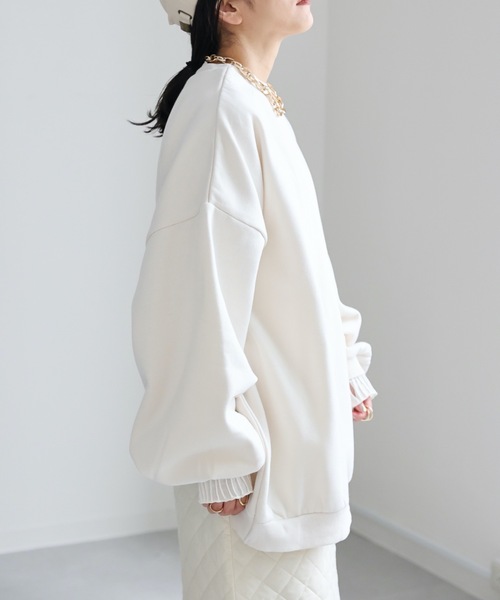 ap retro(アプレトロ)の「クロスデザインBIG裏毛プルオーバー 前後2WAY(スウェット・レディース・グレイッシュブルー/ブラック/アイボリー/オートミール/チャコールグレー・FREE)」の8枚目の写真