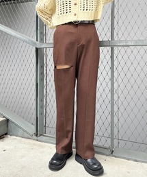 美脚カットアウトスラックスパンツ