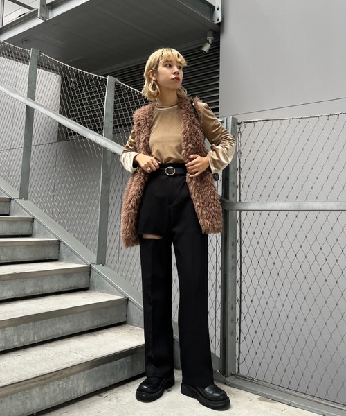 CIAOPANIC（チャオパニック）の「美脚カットアウトスラックスパンツ（スラックス・レディース・アイボリー/ブラック/ブラウン・SMALL/MEDIUM）」の11枚目の写真