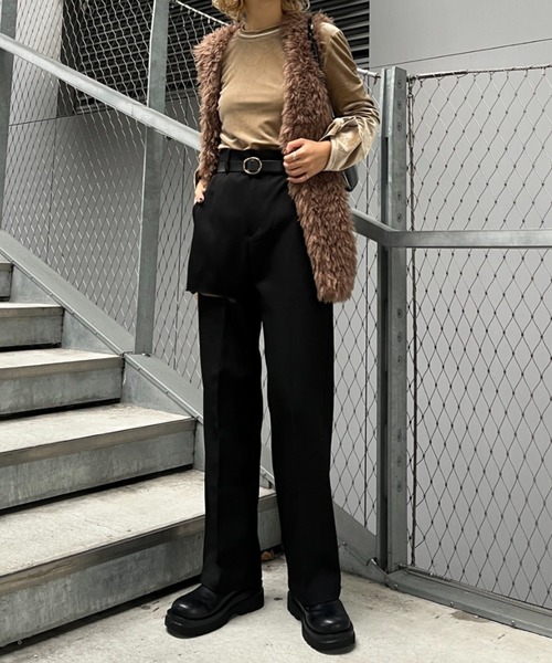 CIAOPANIC（チャオパニック）の「美脚カットアウトスラックスパンツ（スラックス・レディース・アイボリー/ブラック/ブラウン・SMALL/MEDIUM）」の10枚目の写真