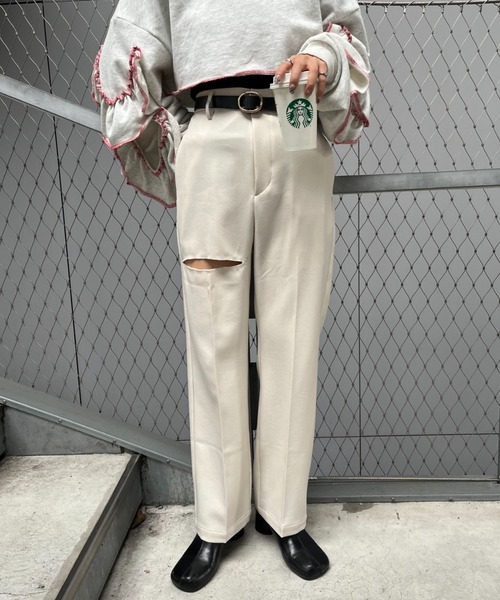 CIAOPANIC（チャオパニック）の「美脚カットアウトスラックスパンツ（スラックス・レディース・アイボリー/ブラック/ブラウン・SMALL/MEDIUM）」の4枚目の写真