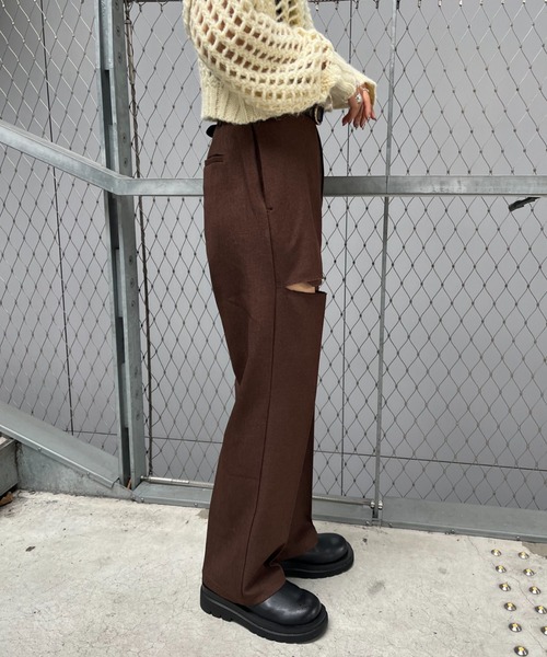 CIAOPANIC（チャオパニック）の「美脚カットアウトスラックスパンツ（スラックス・レディース・アイボリー/ブラック/ブラウン・SMALL/MEDIUM）」の8枚目の写真