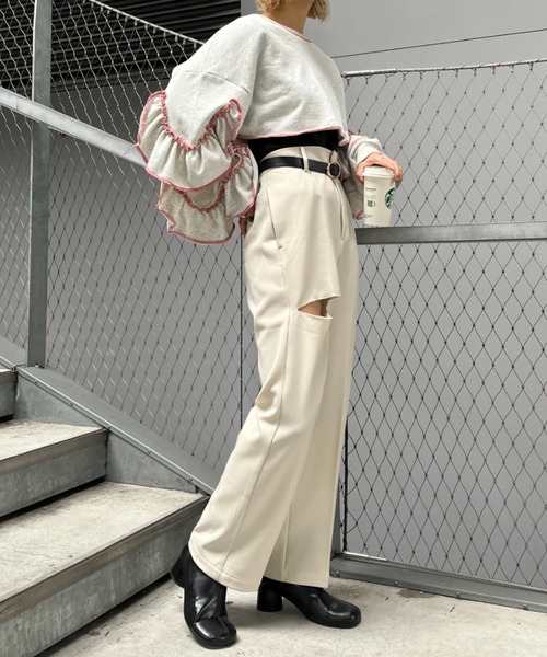 CIAOPANIC（チャオパニック）の「美脚カットアウトスラックスパンツ（スラックス・レディース・アイボリー/ブラック/ブラウン・SMALL/MEDIUM）」の13枚目の写真