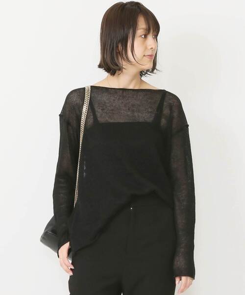 deuxieme classe黒の長袖ニットトップス deuxieme classe黒の長袖ニットトップス