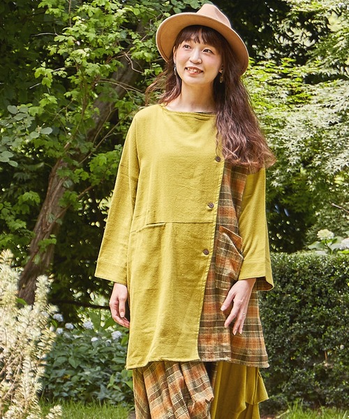 チャイハネ(チャイハネ)の「【チャイハネ】チェックラーカーディガン(カーディガン/ボレロ・レディース・グレー/イエロー/ブルー・FREE)」の3枚目の写真