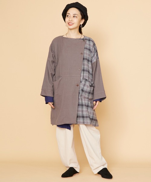 チャイハネ(チャイハネ)の「【チャイハネ】チェックラーカーディガン(カーディガン/ボレロ・レディース・グレー/イエロー/ブルー・FREE)」の5枚目の写真