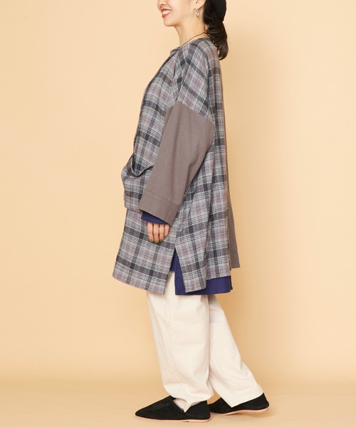 チャイハネ(チャイハネ)の「【チャイハネ】チェックラーカーディガン(カーディガン/ボレロ・レディース・グレー/イエロー/ブルー・FREE)」の6枚目の写真