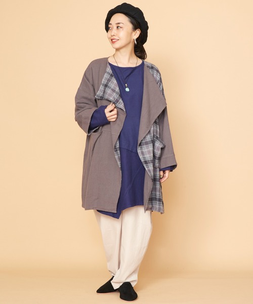 チャイハネ(チャイハネ)の「【チャイハネ】チェックラーカーディガン(カーディガン/ボレロ・レディース・グレー/イエロー/ブルー・FREE)」の11枚目の写真