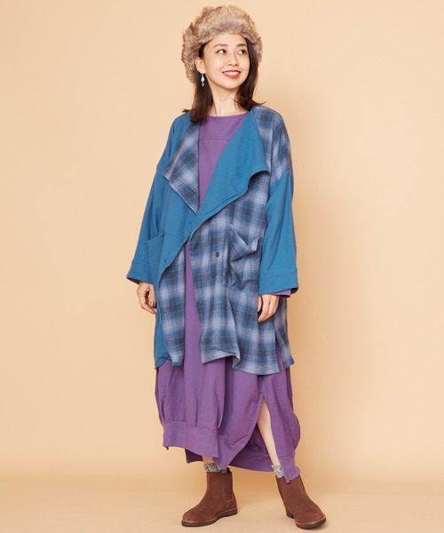 チャイハネ(チャイハネ)の「【チャイハネ】チェックラーカーディガン(カーディガン/ボレロ・レディース・グレー/イエロー/ブルー・FREE)」の15枚目の写真