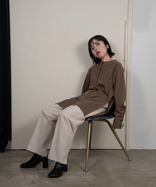 lawgy（ラウジー）の「soft touch stripe tops（シャツ/ブラウス・レディース・ブラウン/ベージュ・FREE）」の13枚目の写真