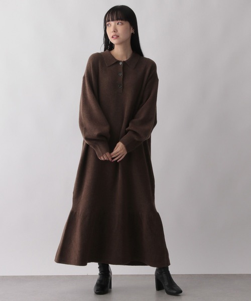 LOWRYS FARM（ローリーズファーム）の「ニットティアードワンピース　162127（ワンピース・レディース・ブラック/アイボリー/ブラウン・FREE）」の3枚目の写真