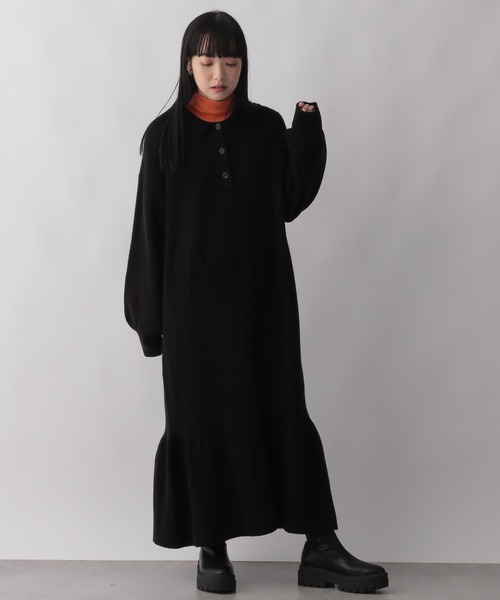 LOWRYS FARM（ローリーズファーム）の「ニットティアードワンピース　162127（ワンピース・レディース・ブラック/アイボリー/ブラウン・FREE）」の2枚目の写真