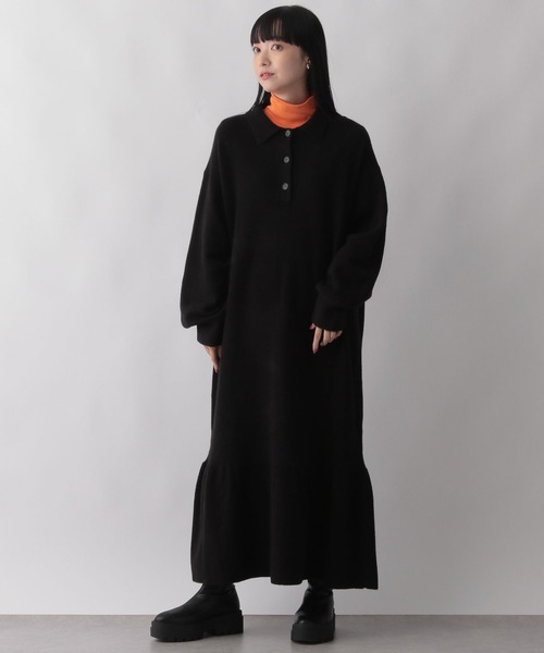 LOWRYS FARM（ローリーズファーム）の「ニットティアードワンピース　162127（ワンピース・レディース・ブラック/アイボリー/ブラウン・FREE）」の10枚目の写真