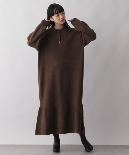 LOWRYS FARM（ローリーズファーム）の「ニットティアードワンピース　162127（ワンピース・レディース・ブラック/アイボリー/ブラウン・FREE）」の4枚目の写真