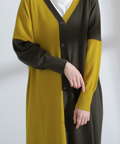 kOhAKU（コハク）の「【廃盤】『配色アシメニットロングカーディガン』（カーディガン/ボレロ・レディース・マスタード/ブラック・FREE）」の17枚目の写真