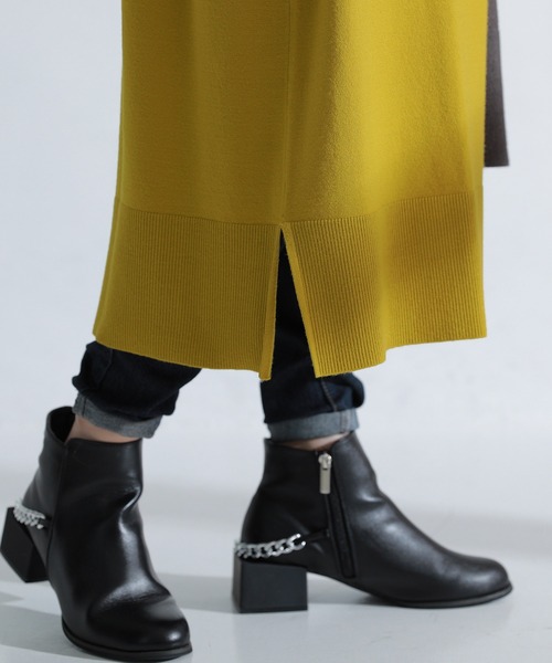 kOhAKU（コハク）の「【廃盤】『配色アシメニットロングカーディガン』（カーディガン/ボレロ・レディース・マスタード/ブラック・FREE）」の3枚目の写真