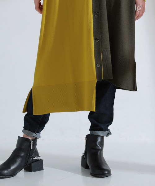 kOhAKU（コハク）の「【廃盤】『配色アシメニットロングカーディガン』（カーディガン/ボレロ・レディース・マスタード/ブラック・FREE）」の6枚目の写真