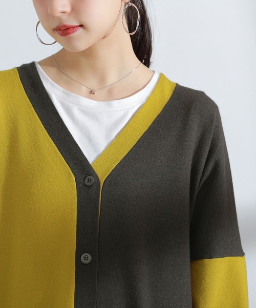 kOhAKU（コハク）の「【廃盤】『配色アシメニットロングカーディガン』（カーディガン/ボレロ・レディース・マスタード/ブラック・FREE）」の14枚目の写真