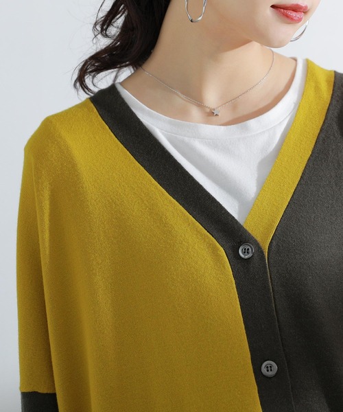 kOhAKU（コハク）の「【廃盤】『配色アシメニットロングカーディガン』（カーディガン/ボレロ・レディース・マスタード/ブラック・FREE）」の10枚目の写真