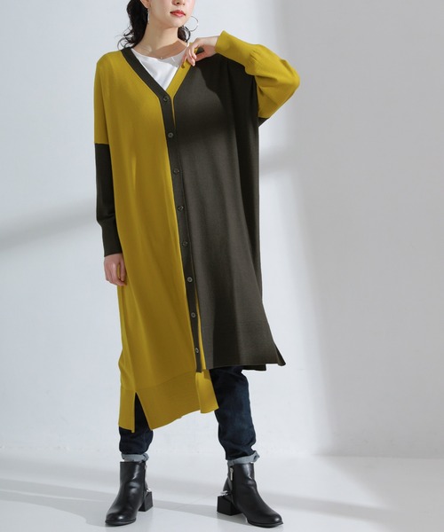 kOhAKU（コハク）の「【廃盤】『配色アシメニットロングカーディガン』（カーディガン/ボレロ・レディース・マスタード/ブラック・FREE）」の13枚目の写真