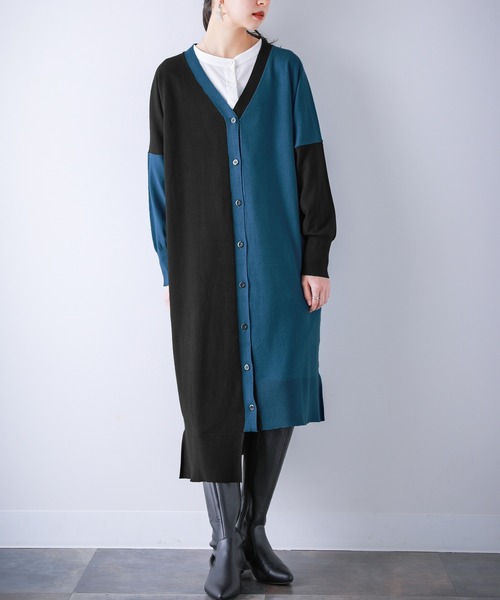 kOhAKU（コハク）の「【廃盤】『配色アシメニットロングカーディガン』（カーディガン/ボレロ・レディース・マスタード/ブラック・FREE）」の21枚目の写真