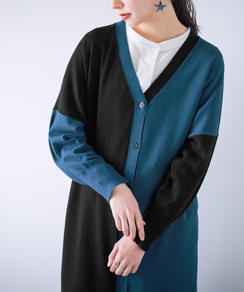 kOhAKU（コハク）の「【廃盤】『配色アシメニットロングカーディガン』（カーディガン/ボレロ・レディース・マスタード/ブラック・FREE）」の18枚目の写真