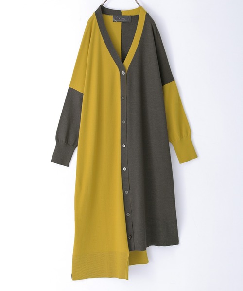 kOhAKU（コハク）の「【廃盤】『配色アシメニットロングカーディガン』（カーディガン/ボレロ・レディース・マスタード/ブラック・FREE）」の12枚目の写真