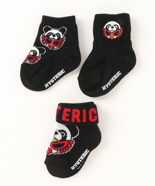 HYSTERIC MINI（ヒステリックミニ）の「PANDA MINI BABY 3Pソックス（ソックス/靴下・キッズ・マルチ/ブラック/ホワイト・9/11/13）」の2枚目の写真