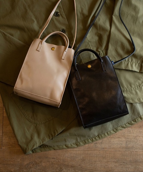  MAKE UP（メイクアップ）の「MAKE UP 山羊革 レザー ミニショルダー（ショルダーバッグ・レディース・グレー/ブラック/ベージュ・FREE）」の5枚目の写真