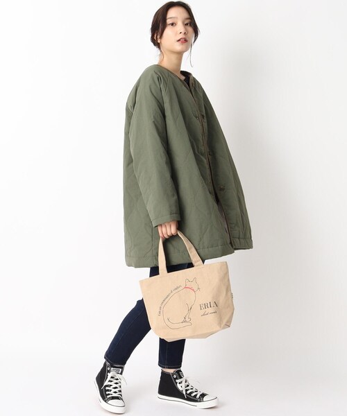 one'sterrace(ワンズテラス)の「◆アニマル ポケット付プチトート 猫(トートバッグ・レディース・ナチュラル/ブラック・99)」の15枚目の写真