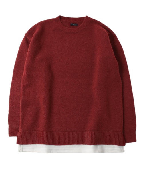 GLAZOS(グラソス)の「裾レイヤード・エアリーニット【マシンウォッシャブル】(ニット/セーター・キッズ・ブルー/ネイビー/イエロー/グレー/エンジ/ライトグレー・160cm/140cm/150cm/170cm)」の1枚目の写真