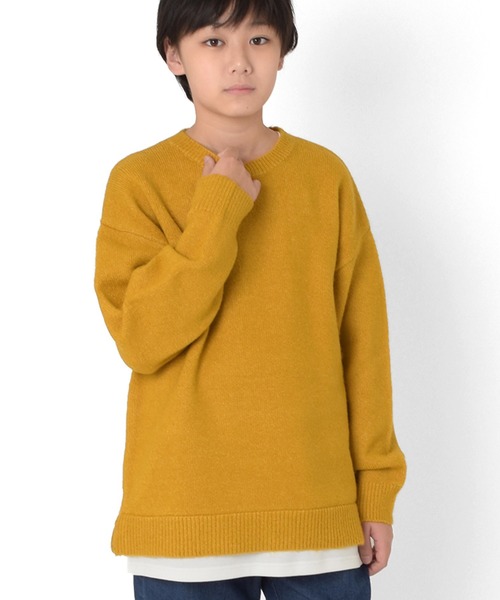 GLAZOS(グラソス)の「裾レイヤード・エアリーニット【マシンウォッシャブル】(ニット/セーター・キッズ・ブルー/ネイビー/イエロー/グレー/エンジ/ライトグレー・160cm/140cm/150cm/170cm)」の6枚目の写真