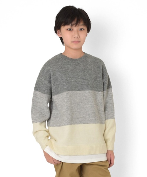 GLAZOS(グラソス)の「裾レイヤード・エアリーニット【マシンウォッシャブル】(ニット/セーター・キッズ・ブルー/ネイビー/イエロー/グレー/エンジ/ライトグレー・160cm/140cm/150cm/170cm)」の9枚目の写真