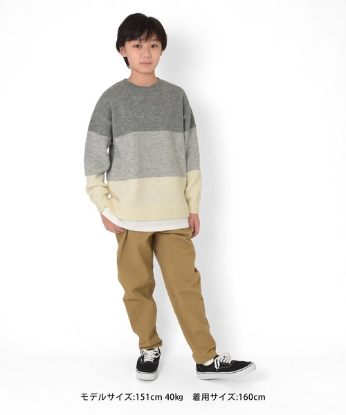 GLAZOS(グラソス)の「裾レイヤード・エアリーニット【マシンウォッシャブル】(ニット/セーター・キッズ・ブルー/ネイビー/イエロー/グレー/エンジ/ライトグレー・160cm/140cm/150cm/170cm)」の10枚目の写真