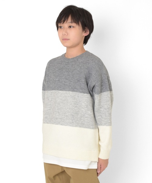 GLAZOS(グラソス)の「裾レイヤード・エアリーニット【マシンウォッシャブル】(ニット/セーター・キッズ・ブルー/ネイビー/イエロー/グレー/エンジ/ライトグレー・160cm/140cm/150cm/170cm)」の13枚目の写真