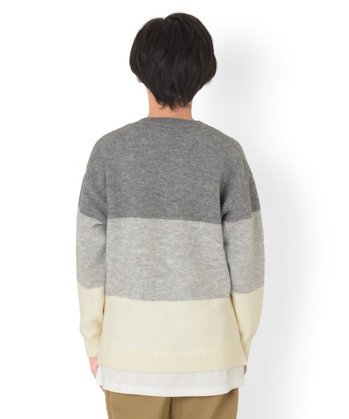 GLAZOS(グラソス)の「裾レイヤード・エアリーニット【マシンウォッシャブル】(ニット/セーター・キッズ・ブルー/ネイビー/イエロー/グレー/エンジ/ライトグレー・160cm/140cm/150cm/170cm)」の14枚目の写真