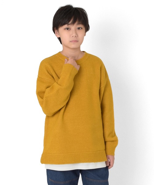 GLAZOS(グラソス)の「裾レイヤード・エアリーニット【マシンウォッシャブル】(ニット/セーター・キッズ・ブルー/ネイビー/イエロー/グレー/エンジ/ライトグレー・160cm/140cm/150cm/170cm)」の11枚目の写真