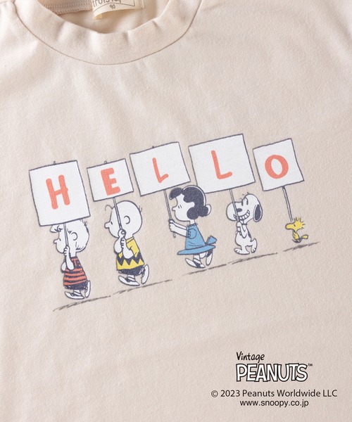 Vintage PEANUTS(ビンテージピーナッツ)の「PEANUTS/スヌーピーコラボ 袖配色半袖Tシャツ(80~90)(Tシャツ/カットソー・キッズ・杢グレー/ベージュ・90cm/80cm)」の7枚目の写真