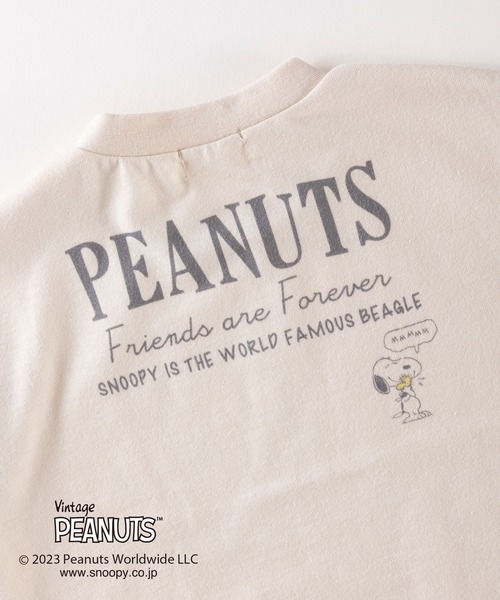 Vintage PEANUTS(ビンテージピーナッツ)の「PEANUTS/スヌーピーコラボ 袖配色半袖Tシャツ(80~90)(Tシャツ/カットソー・キッズ・杢グレー/ベージュ・90cm/80cm)」の9枚目の写真