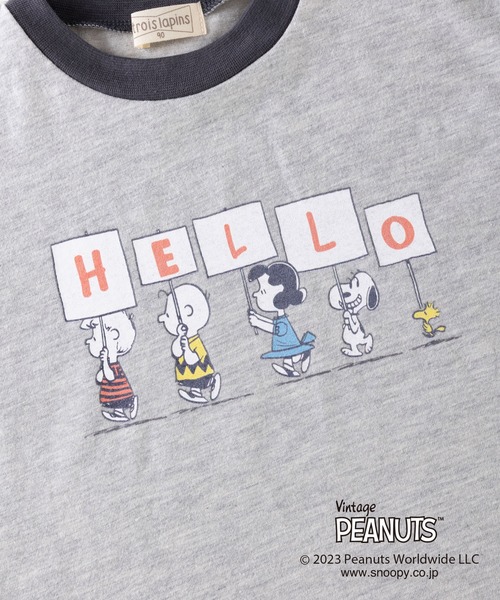Vintage PEANUTS(ビンテージピーナッツ)の「PEANUTS/スヌーピーコラボ 袖配色半袖Tシャツ(80~90)(Tシャツ/カットソー・キッズ・杢グレー/ベージュ・90cm/80cm)」の11枚目の写真
